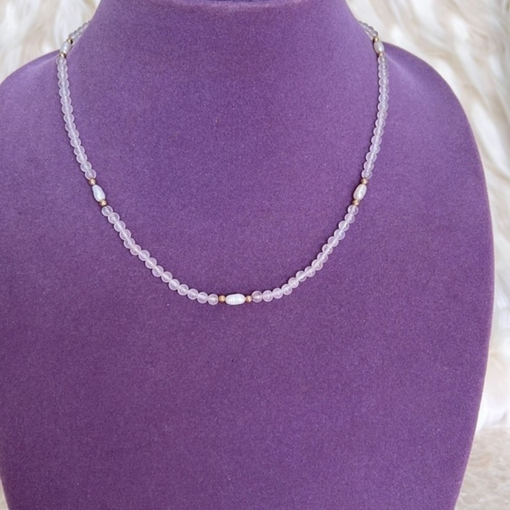 14k real gold pearls and pink stone